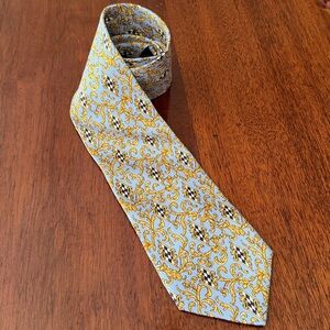 Versace Gold and Blue Patterned Tie